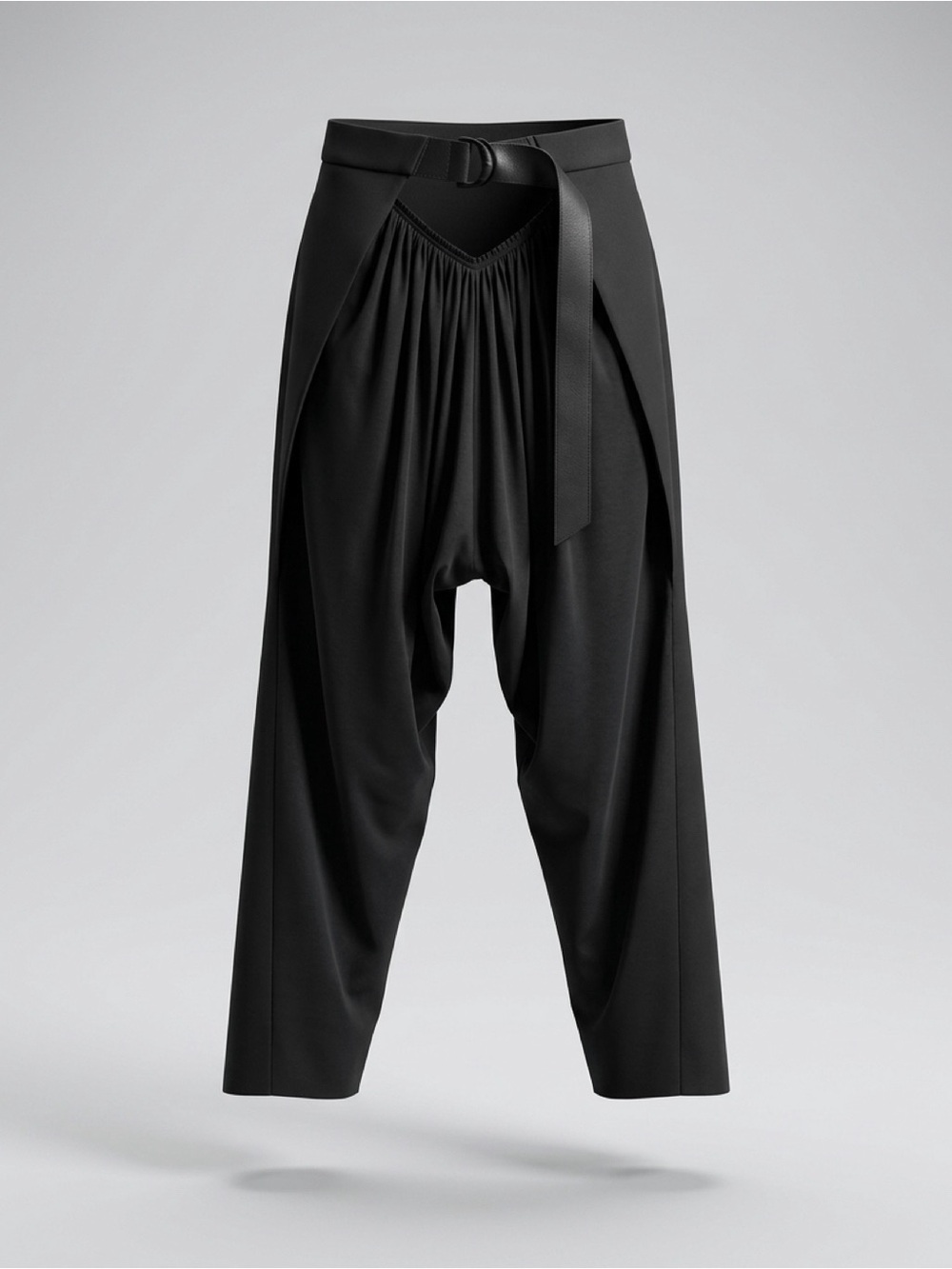Louis Vuitton Black Pleated High-Waist with Leather belt